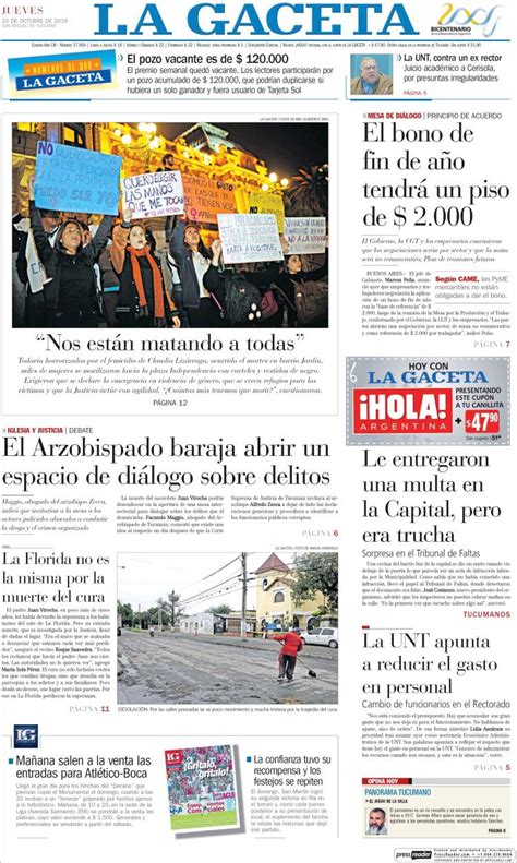Periódico La Gaceta  Argentina . Periódicos de Argentina ...