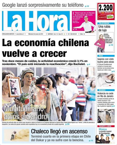 Periódico La Hora  Chile . Periódicos de Chile. Edición de ...
