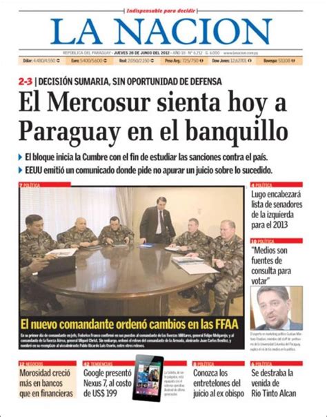 Periódico La Nación  Paraguay . Periódicos de Paraguay ...