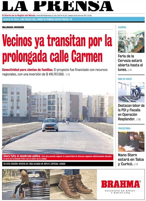 Periódico La Prensa  Chile . Periódicos de Chile. Toda la ...