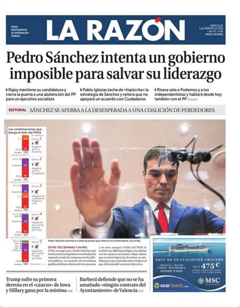 Periódico La Razón  España . Periódicos de España. Edición ...