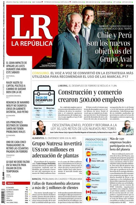 Periódico La Republica  Colombia . Periódicos de Colombia ...