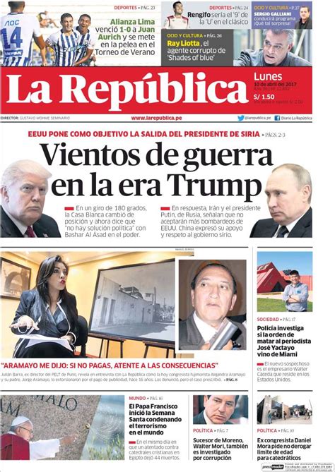 Periódico La Republica  Perú . Periódicos de Perú. Edición ...