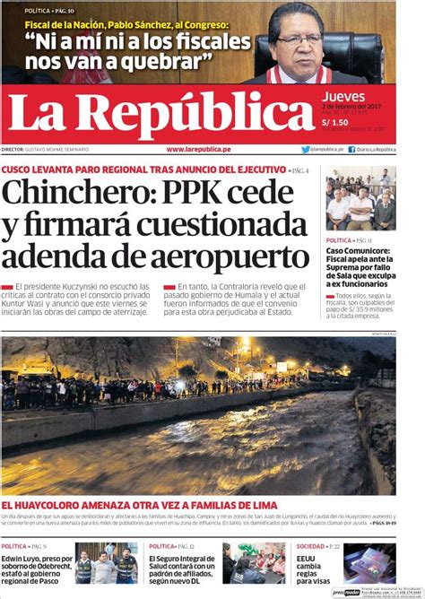 Periódico La Republica  Perú . Periódicos de Perú. Toda la ...