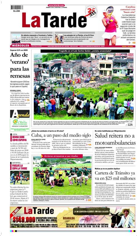 Periódico La Tarde  Colombia . Periódicos de Colombia ...