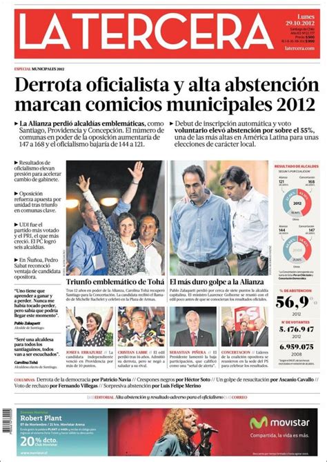 Periódico La Tercera  Chile . Periódicos de Chile. Edición ...