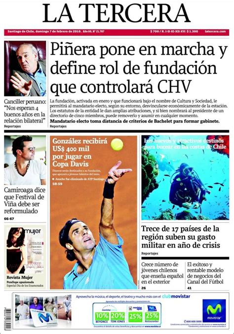 Periódico La Tercera  Chile . Periódicos de Chile. Edición ...