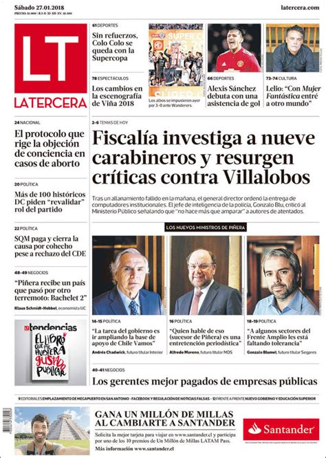 Periódico La Tercera  Chile . Periódicos de Chile. Toda la ...