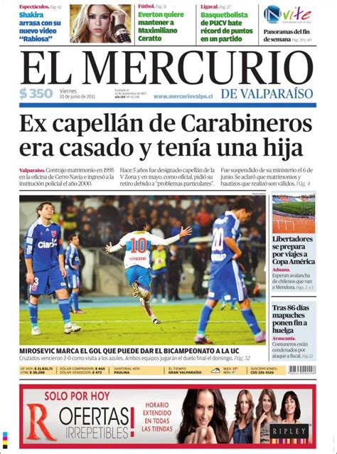 Periódico Mercurio de Valparaiso  Chile . Periódicos de ...