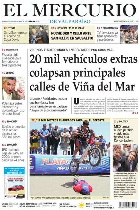 Periódico Mercurio de Valparaiso  Chile . Periódicos de ...