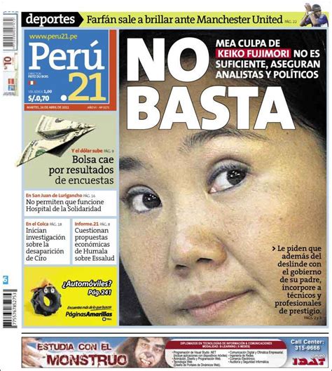 Periódico Perú 21  Perú . Periódicos de Perú. Edición de ...