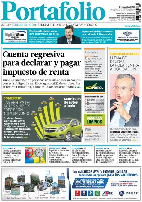 Periódico Portafolio  Colombia . Periódicos de Colombia ...