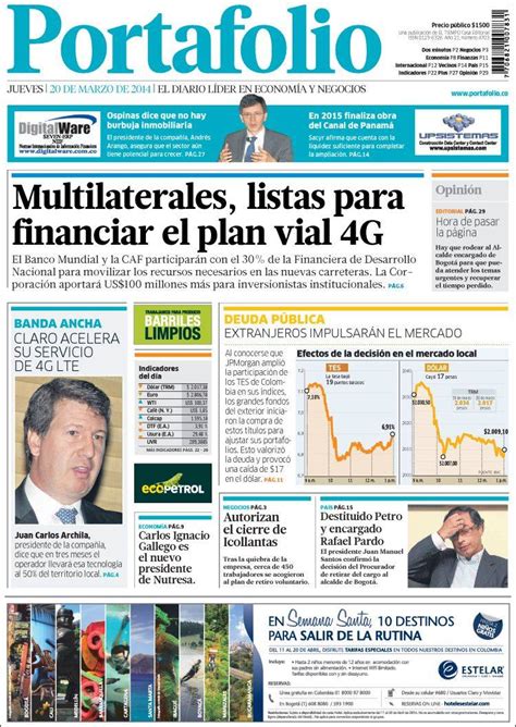 Periódico Portafolio  Colombia . Periódicos de Colombia ...