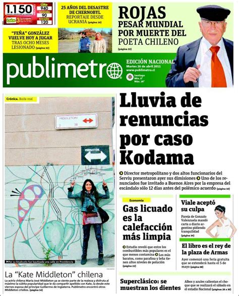 Periódico Publimetro  Chile . Periódicos de Chile. Edición ...