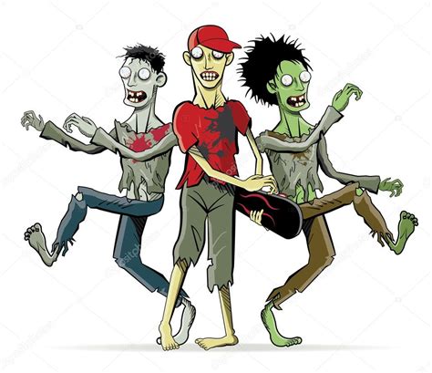 personajes de dibujos animados zombis — Vector de stock ...