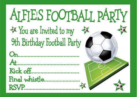 PERSONALISED INVITES CHILDRENS / BOYS FOOTBALL BIRTHDAY ...