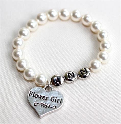 Personalized Flower Girl Pearl Bracelet, Flower Girl ...