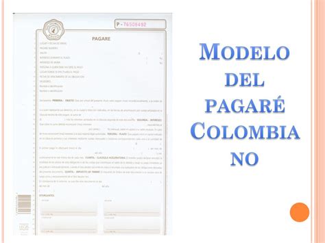 Personas que intervienen Modelo del Pagaré Colombiano ...