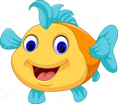 pescados divertidos dibujos animados sonriendo — Foto de ...
