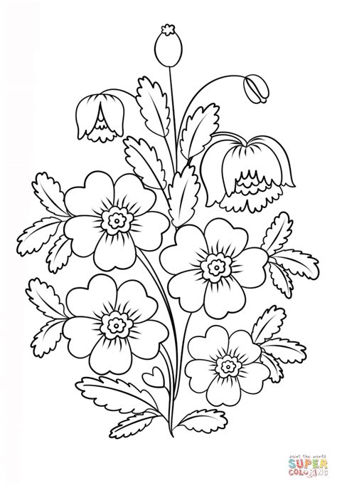 Petrykivka Painting Flowers coloring page | Free Printable ...