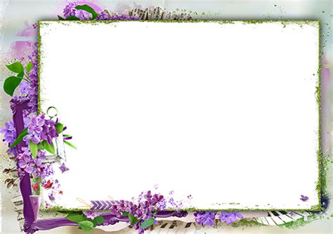 Photo frames. Photo frame surrounded with lilac flowers
