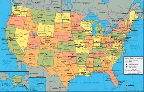 Physical Map of the United States of America