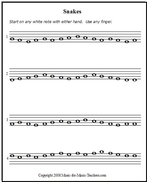 Piano Sheet Music for Beginners  Snakes : Free!