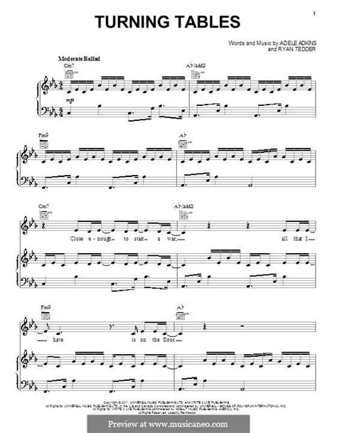 piano sheet music popular songs | Turning Tables by Adele ...