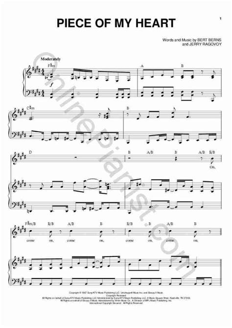 Piece of My Heart Piano Sheet Music | OnlinePianist