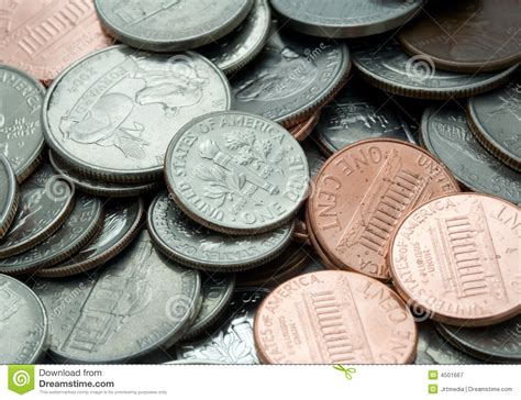 Pile of US Coins stock image. Image of pile, america ...