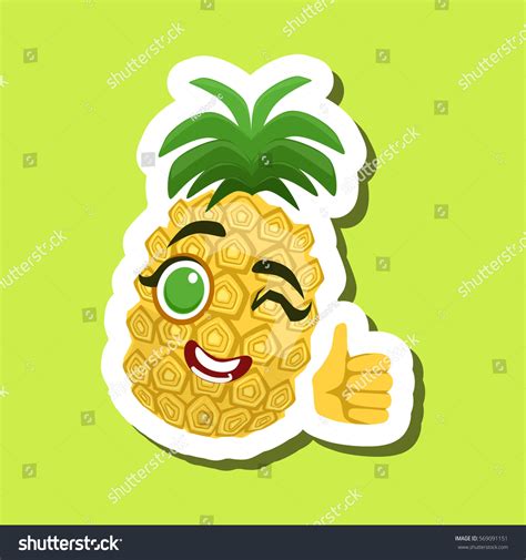 Pineapple Showing Thumbs Up Cute Emoji Stock Vector ...