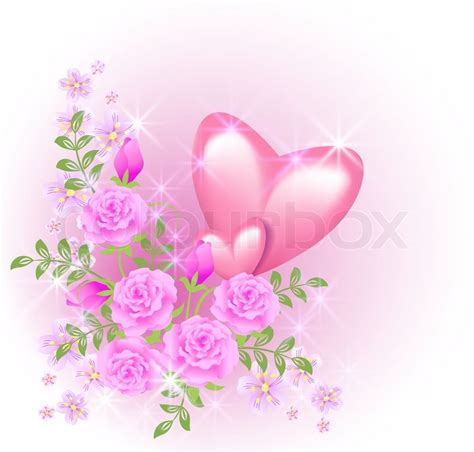 Pink hearts with flowers | Stock Vector | Colourbox