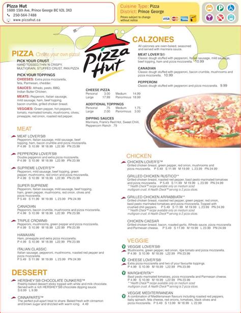Pizza Hut   Menu, Hours & Prices   105 1600 15th Avenue ...