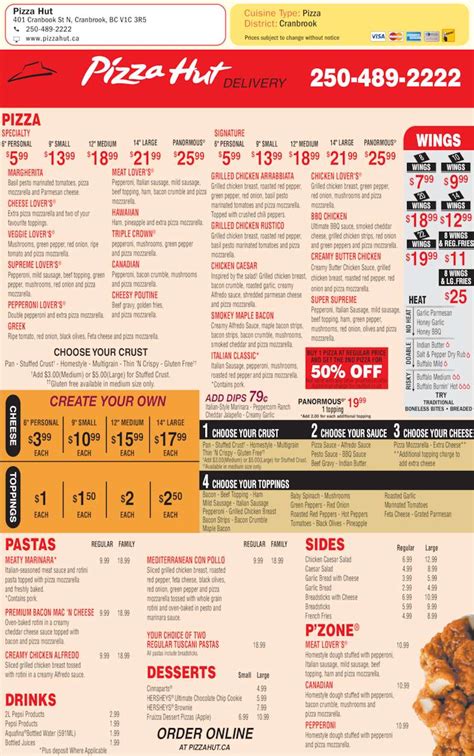Pizza Hut   Menu, Hours & Prices   401 Cranbrook St N ...