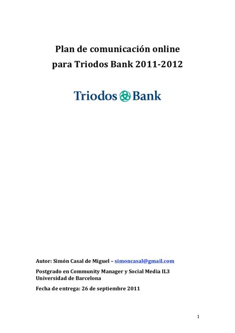 Plan de comunicación online de Triodos Bank de Simón Casal ...