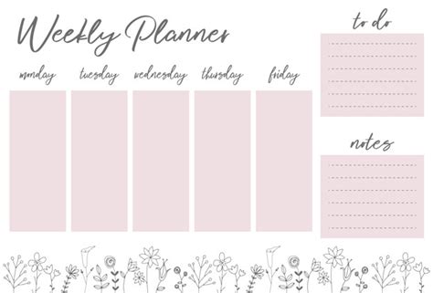 Planificador semanal con flores, organizador de papelería ...