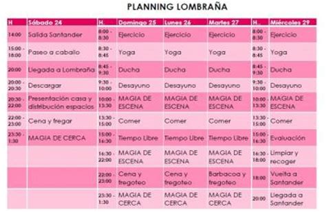 Planning diario | Lombraña Mágica  22 25 Septiembre 2011