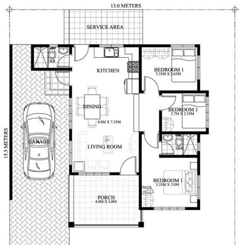 plano de casa con medidas en metros | Planos de casas modernas
