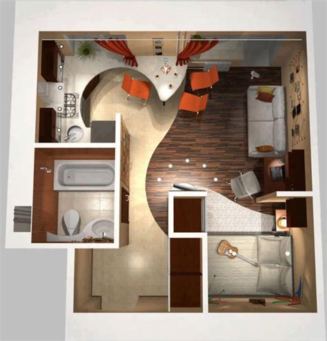 Planos de apartamentos pequeños de un dormitorio, diseños ...