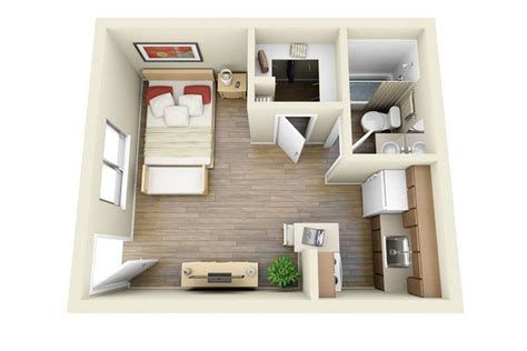 Planos de apartamentos pequeños en 3D