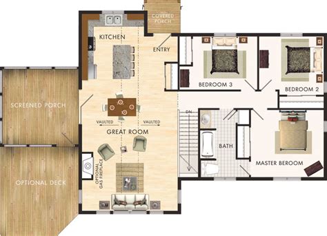 Planos de casa de campo de 120 m2 con 3 dormitorios