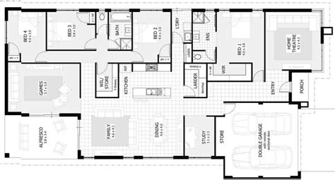 Planos de casas con 4 dormitorios en una sola planta