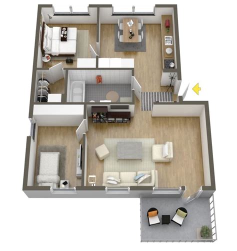 Planos de departamentos dos dormitorios | Construye Hogar