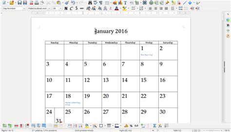 Plantilla de calendario 2016 para LibreOffice Word meses ...
