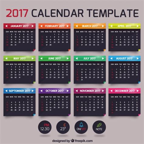 Plantilla de calendario mensual 2017 | Descargar Vectores ...