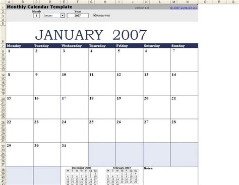 Plantilla de calendario mensual   Excel  Mac    Descargar