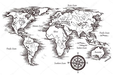 Plantilla de mapa mundo dibujo — Archivo Imágenes ...