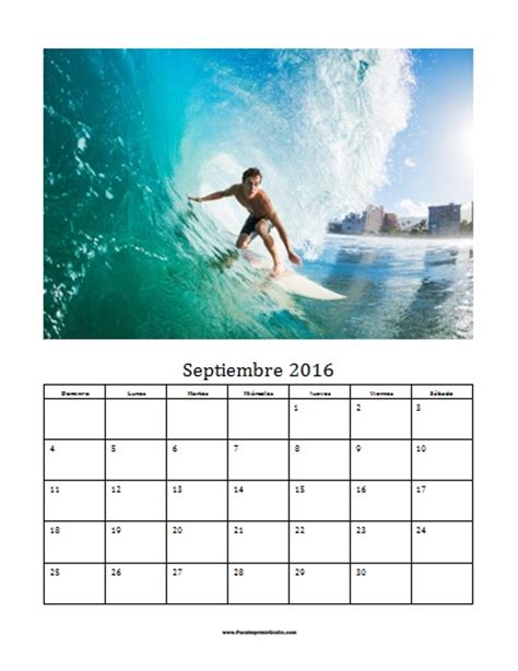 Plantilla Foto Calendario Septiembre 2016   Para Imprimir ...