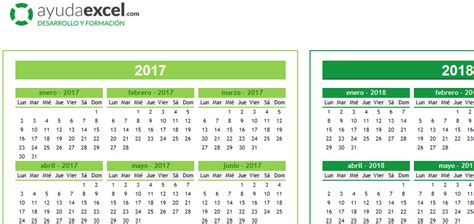Plantillas calendario en Excel 2018   Ayuda Excel