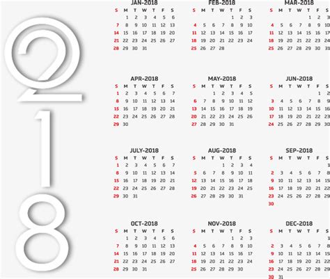 Plantillas De Calendario 2018, Vector PNG, Plantilla De ...
